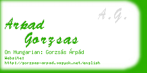 arpad gorzsas business card